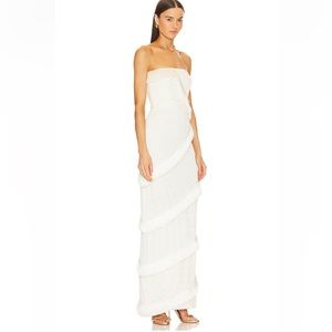 PatBO Strapless Fringe Trim Maxi Dress